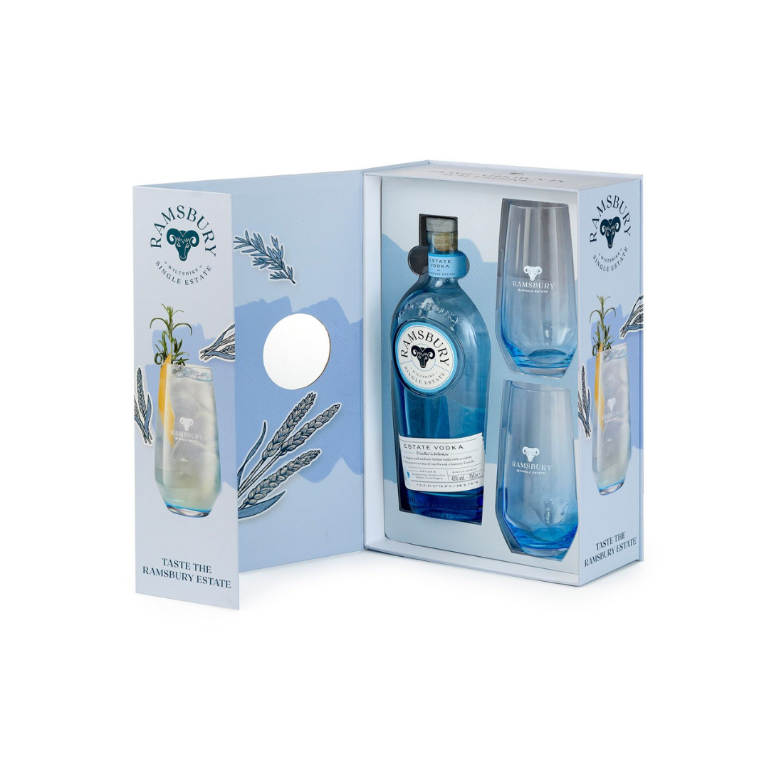 Ramsbury Single Estate Vodka Gift Set with 2 Highball Glasses